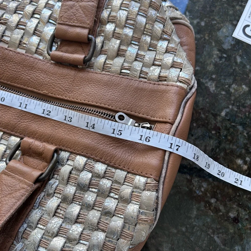 S. S. Leathers woven leather duffle bag. Metallic. Gorgeous twist on classic. - Picture 13 of 16